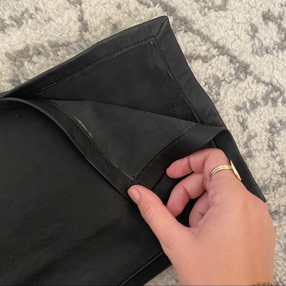 Nasty Gal Leather High Waisted Slit Pants black straight leg real hem premium - Picture 12 of 12